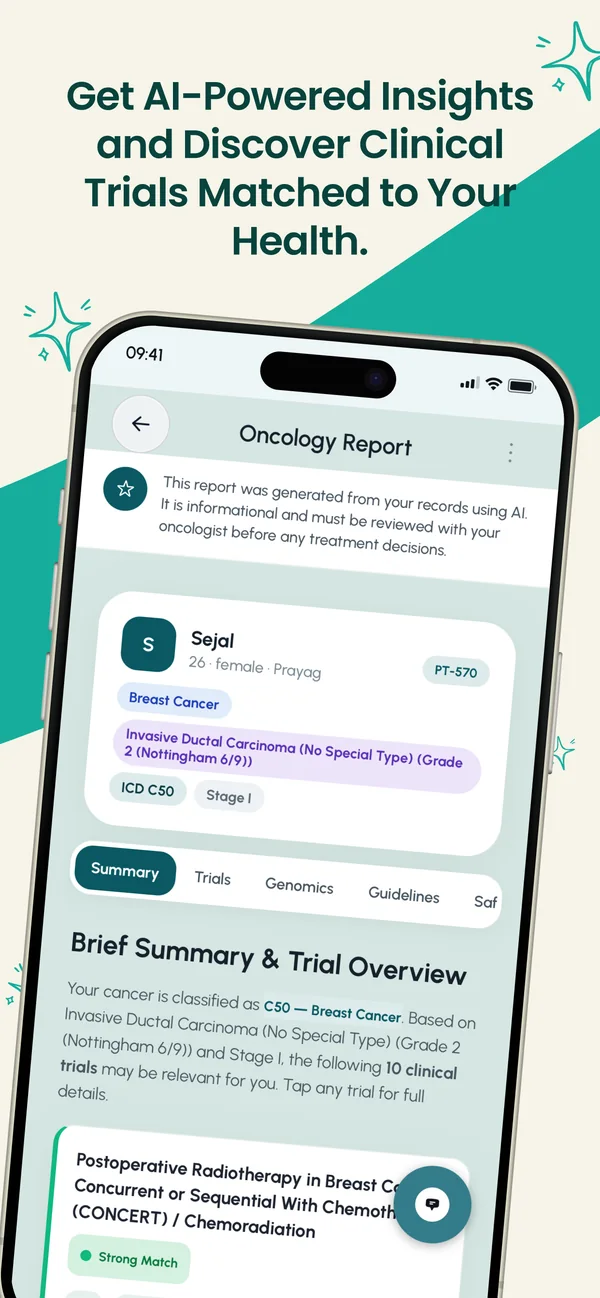 Get AI-powered insights and discover clinical trials matched to your health